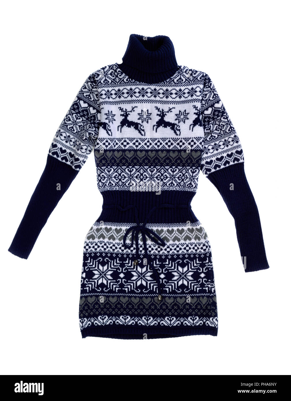 female knit dress with a pattern of deer Stock Photo