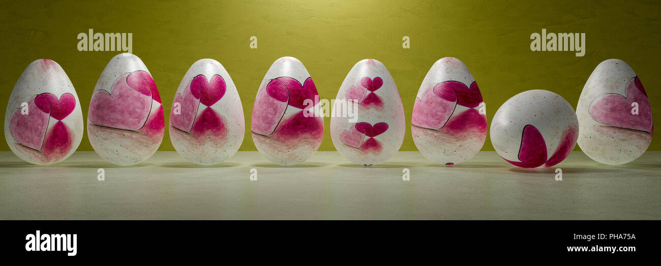 Easter eggs with heart motif Stock Photo
