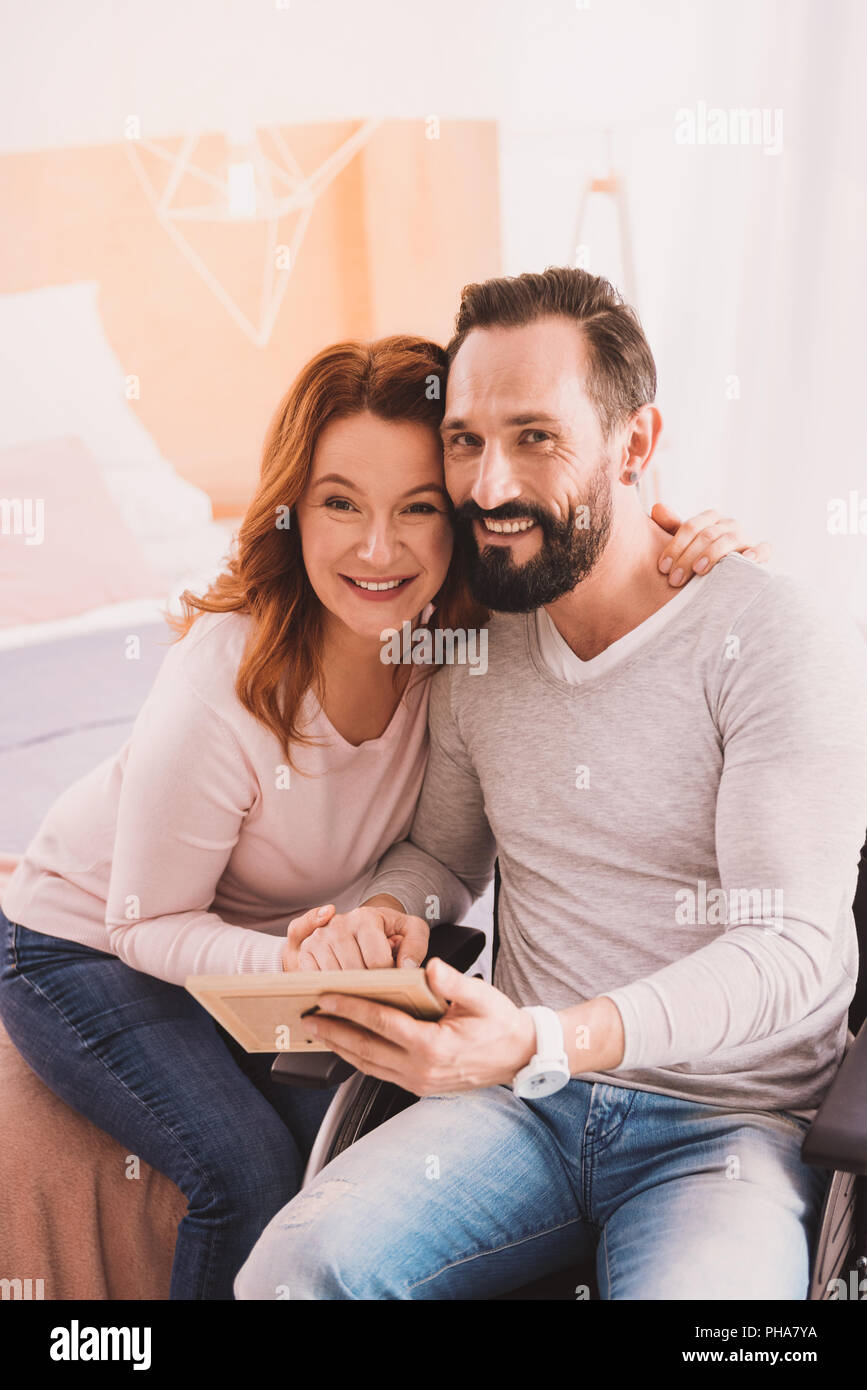 Cheerful smiling couple bonding to each other Stock Photo