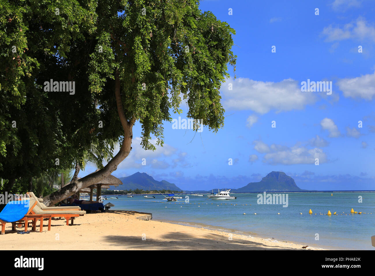 Mauritius, West Coast, looking to Le Morne Brabant Stock Photo