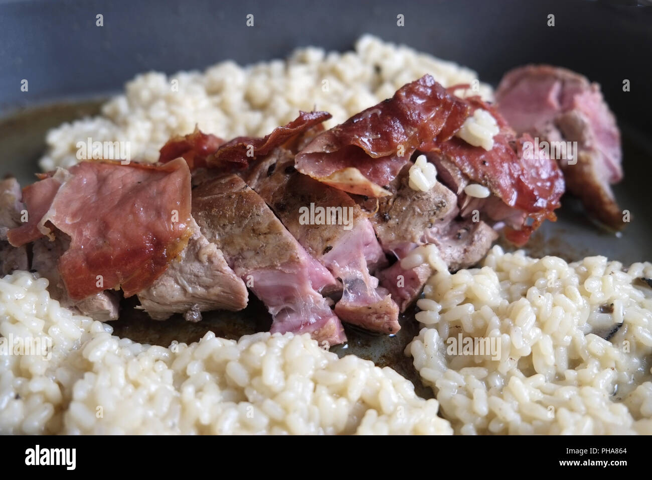 Pork fillet with Parma ham Stock Photo