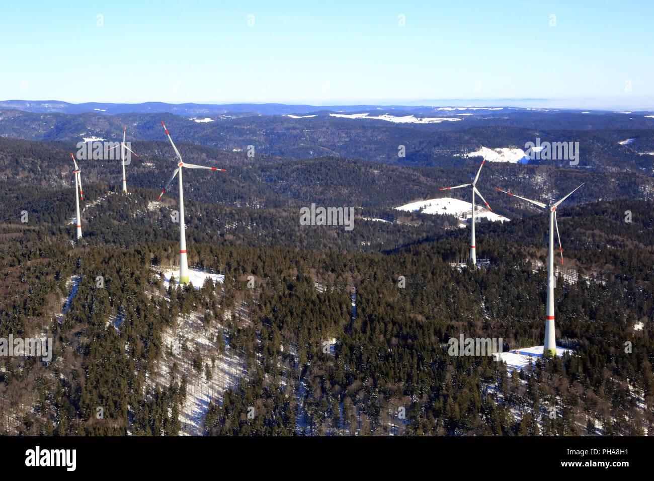 Wind farm in the Black Forest near Schopfheim Gersbach Stock Photo