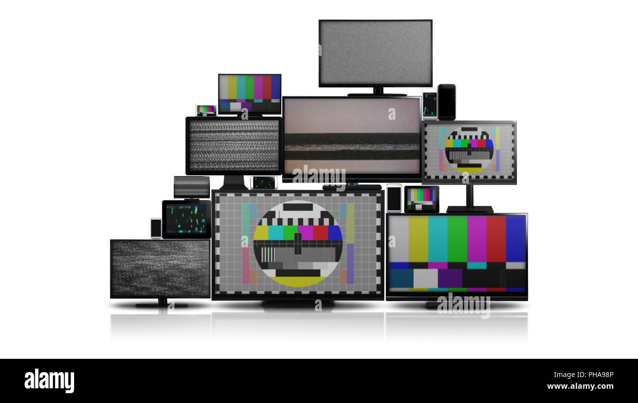 Many different types of screens with no signal Stock Photo - Alamy
