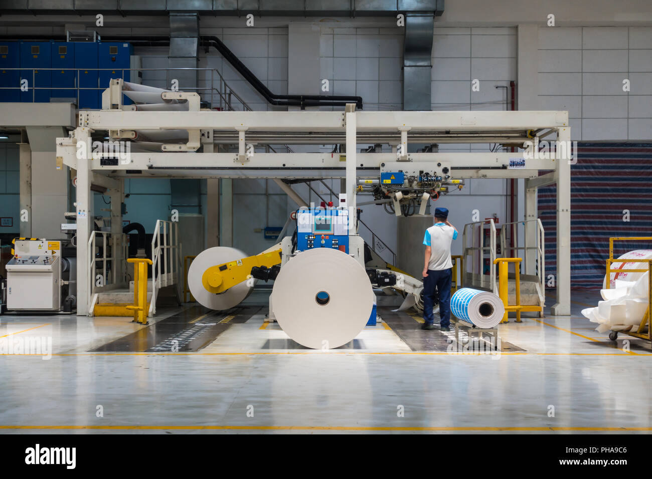 Flexographic Printer Paper Feed Rolls In Operation Stock Photo Alamy