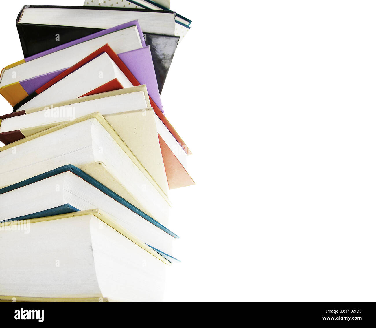 Stack of hardcover books isolated on white Stock Photo