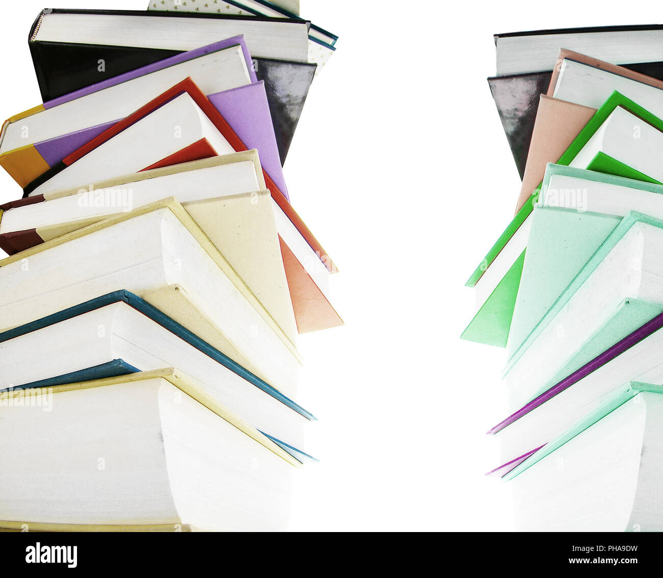 Stack of hardcover books isolated on white Stock Photo