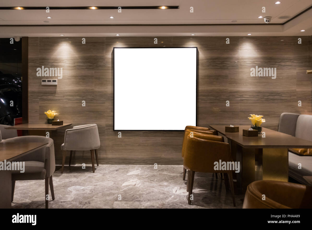 Lobby Dining Room Beautiful Interior Decoration Blank Painting Isolated Clipping Path Square Stock Photo