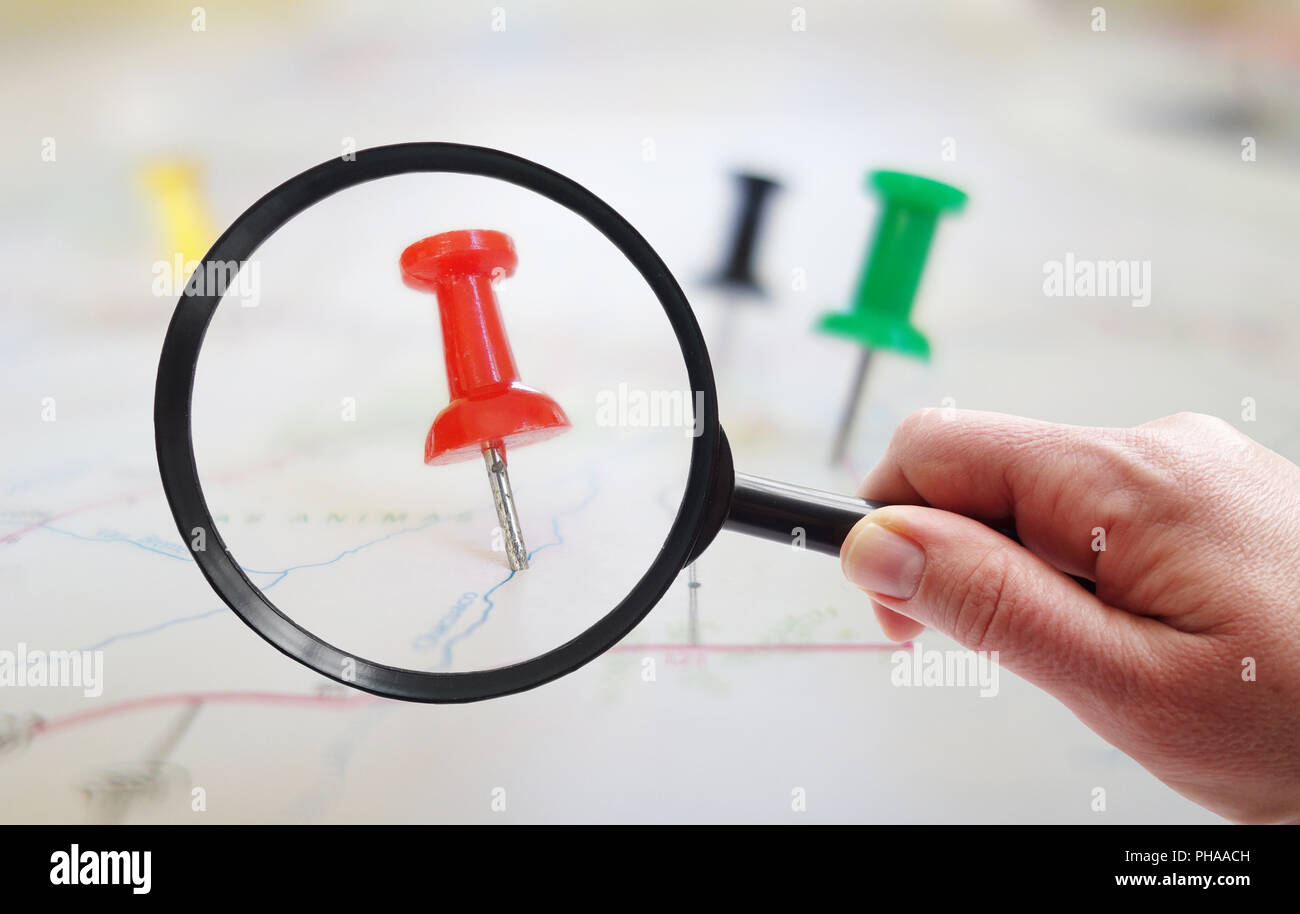 Map tacks closeup Stock Photo - Alamy