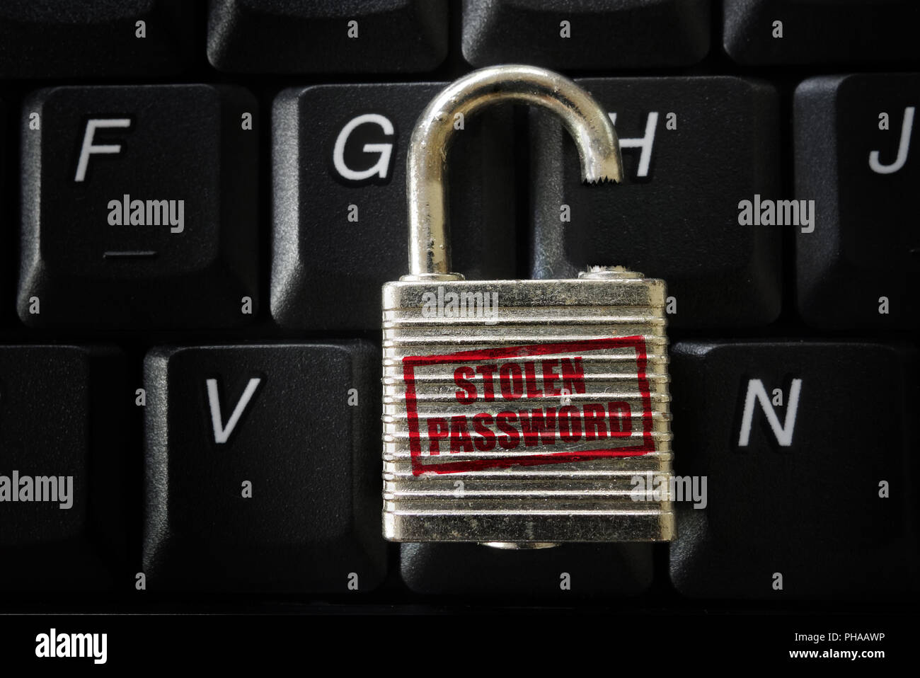 Stolen password lock Stock Photo