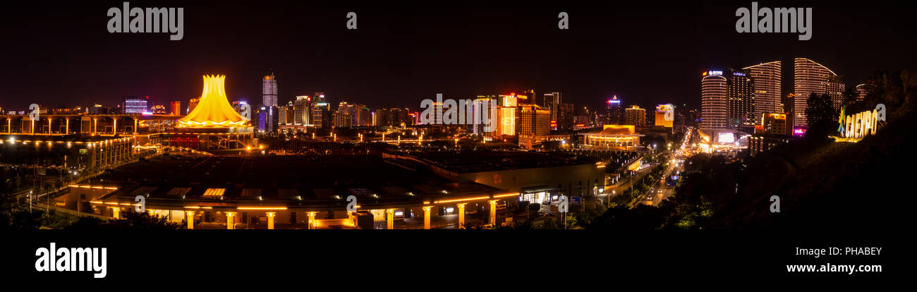 Nanning, China Nighttime Landscape City Lights Stock Photo