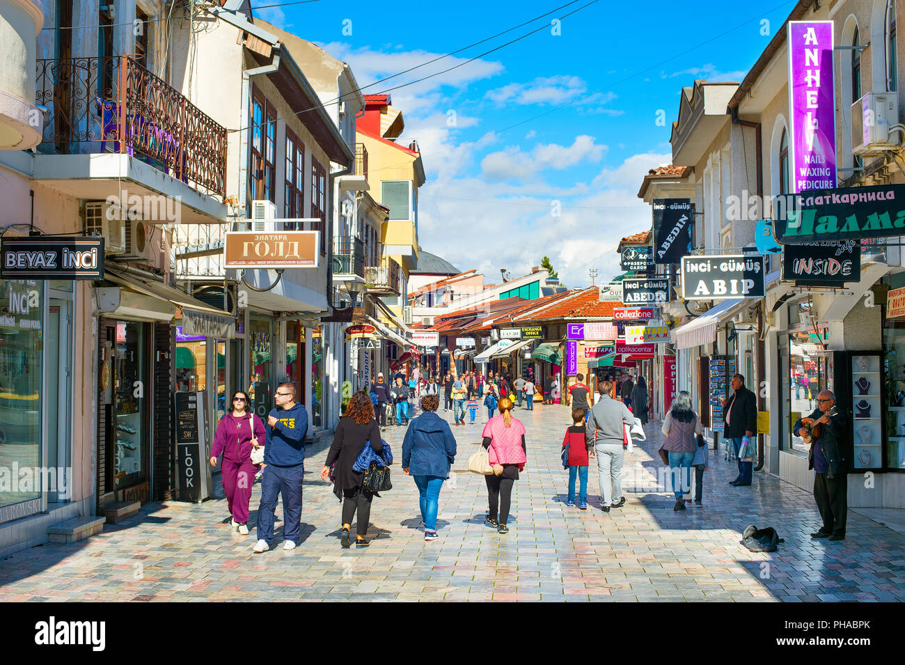 Ohrid shopping street, Macedonia Stock Photo Alamy