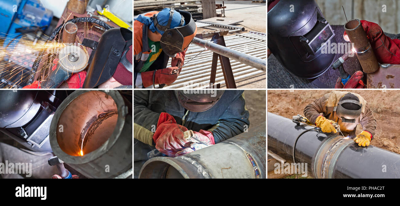 welding of parts and elements of pipelines Stock Photo