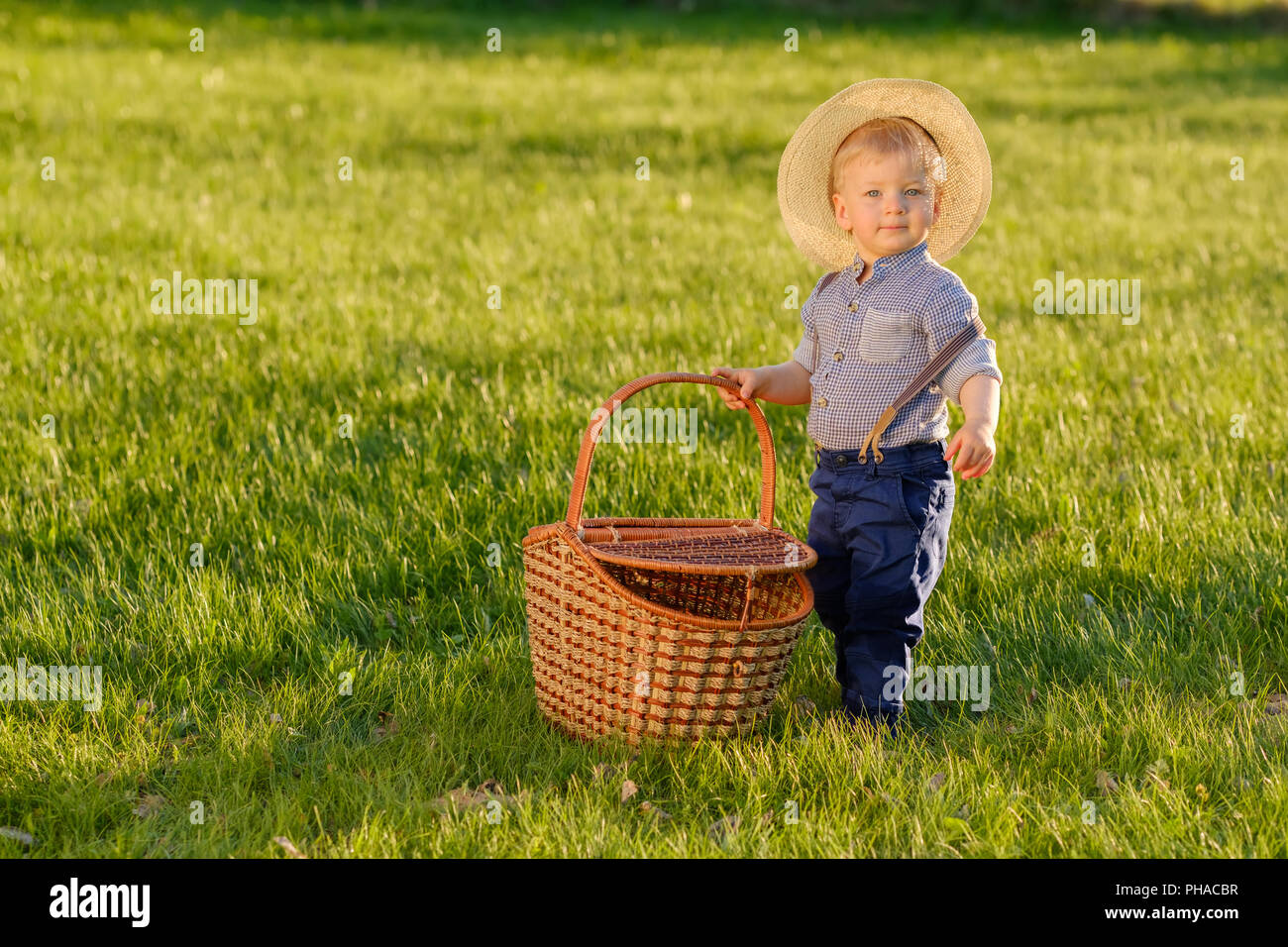 baby holding basket