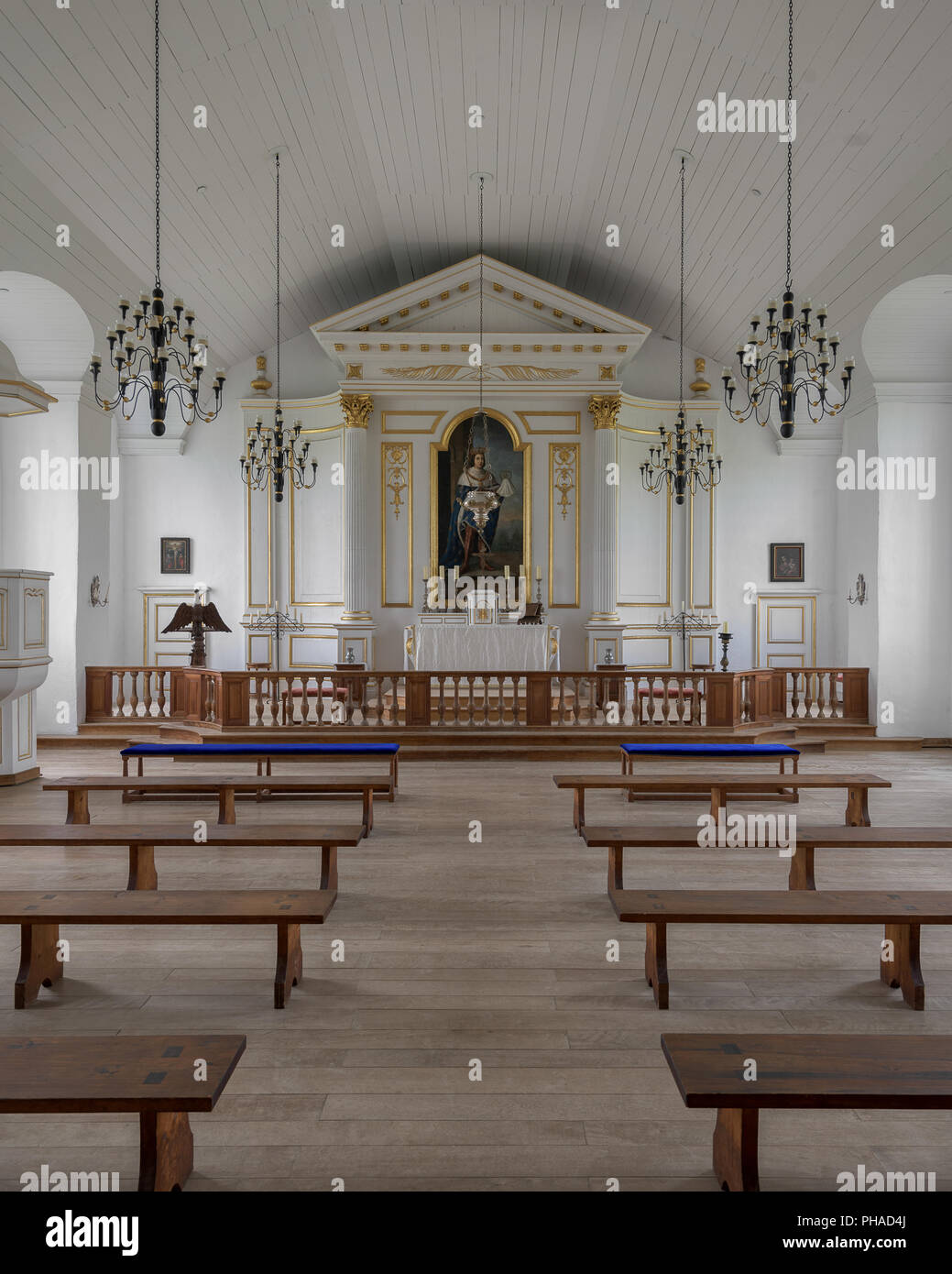 Interior of the historic Fortress of Louisbourg Chapel at the Fortress