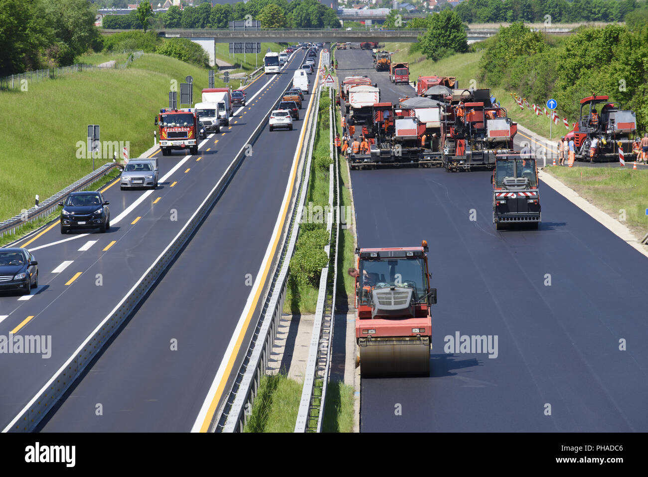 construction site on german autobahn in Bavaria Stock Photo