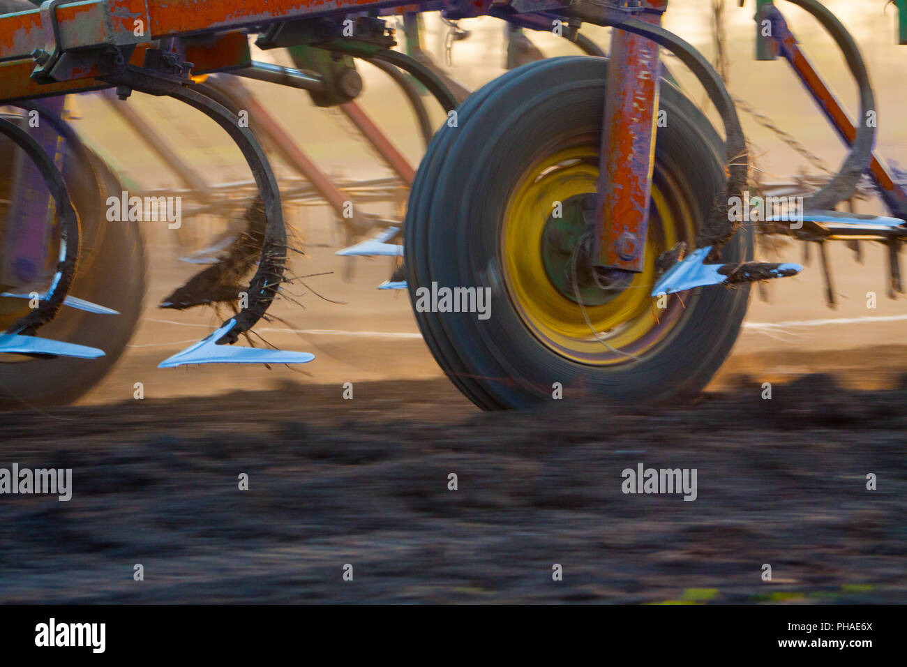 Close up of a harrow system cultivate the soil Stock Photo Alamy