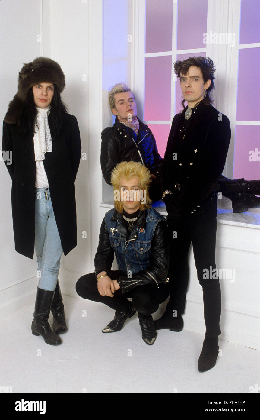 The Cult (Ian Astbury,Billy Duffy,Jamie Stewart,Matt Sorum on 27.02.1986 in München/Munich. | usage worldwide Stock Photo