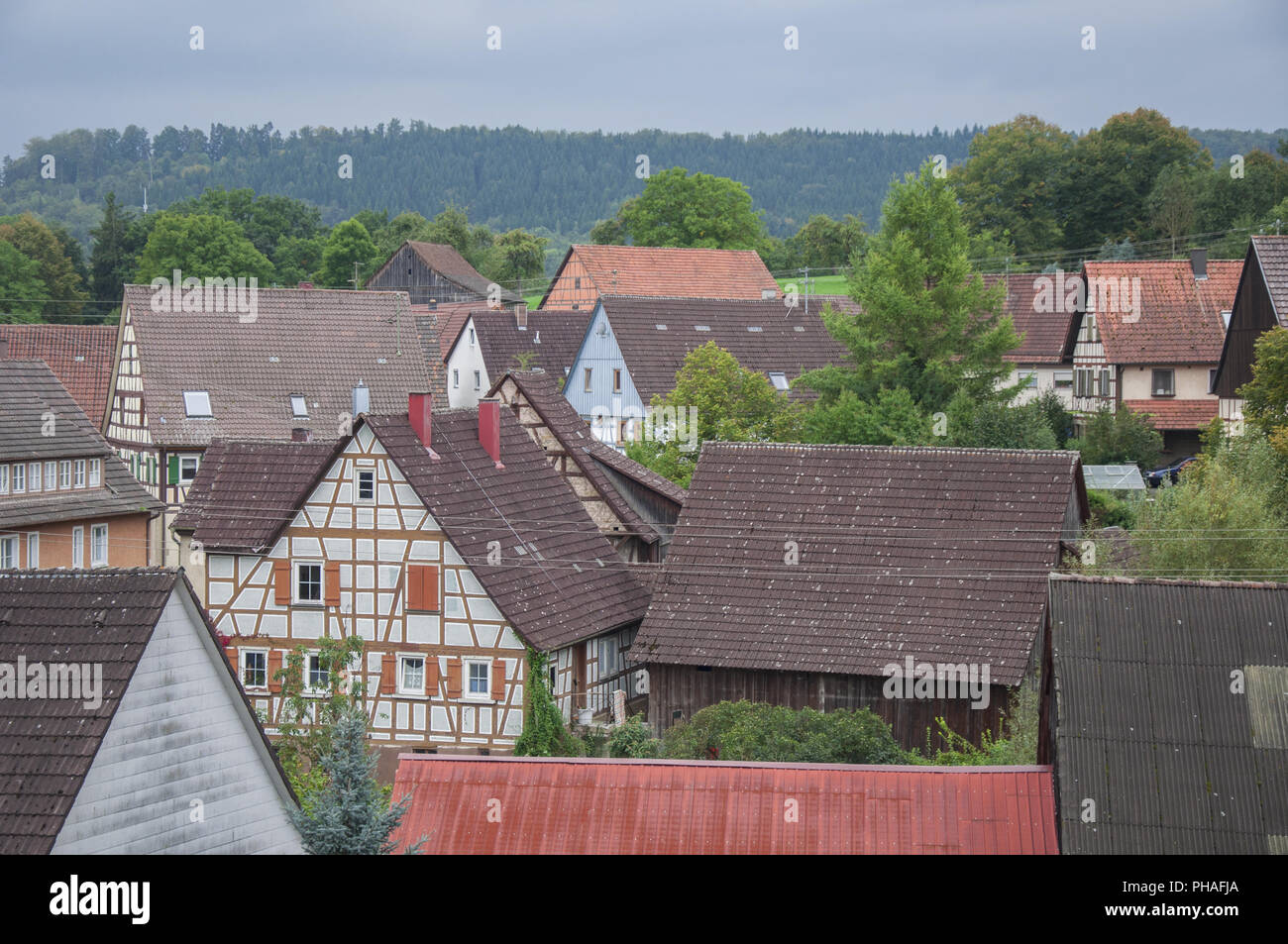 Half-Timbering Houses in Rosengarten-Rieden, Germany Stock Photo