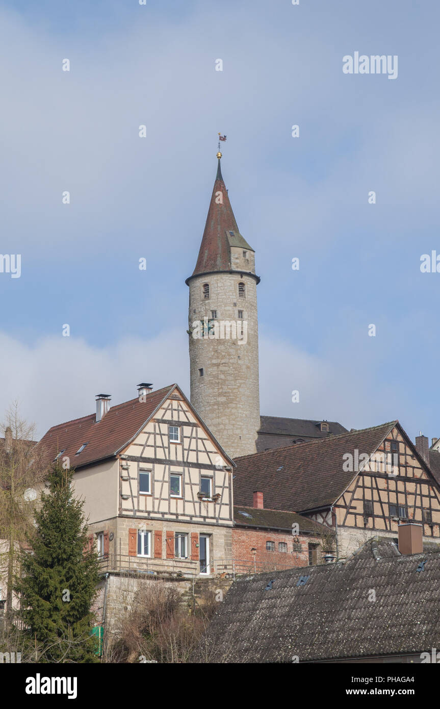 historic Tower Gate in Kirchberg/Jagst, Germany Stock Photo