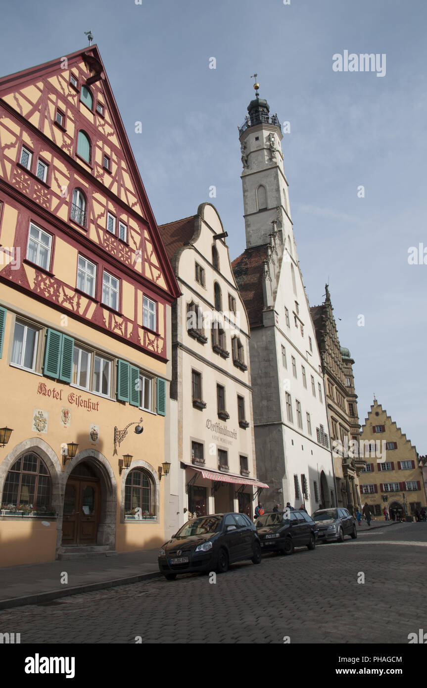 Half-Timbering houses in Rothenburg ob der Tauber, Germany Stock Photo