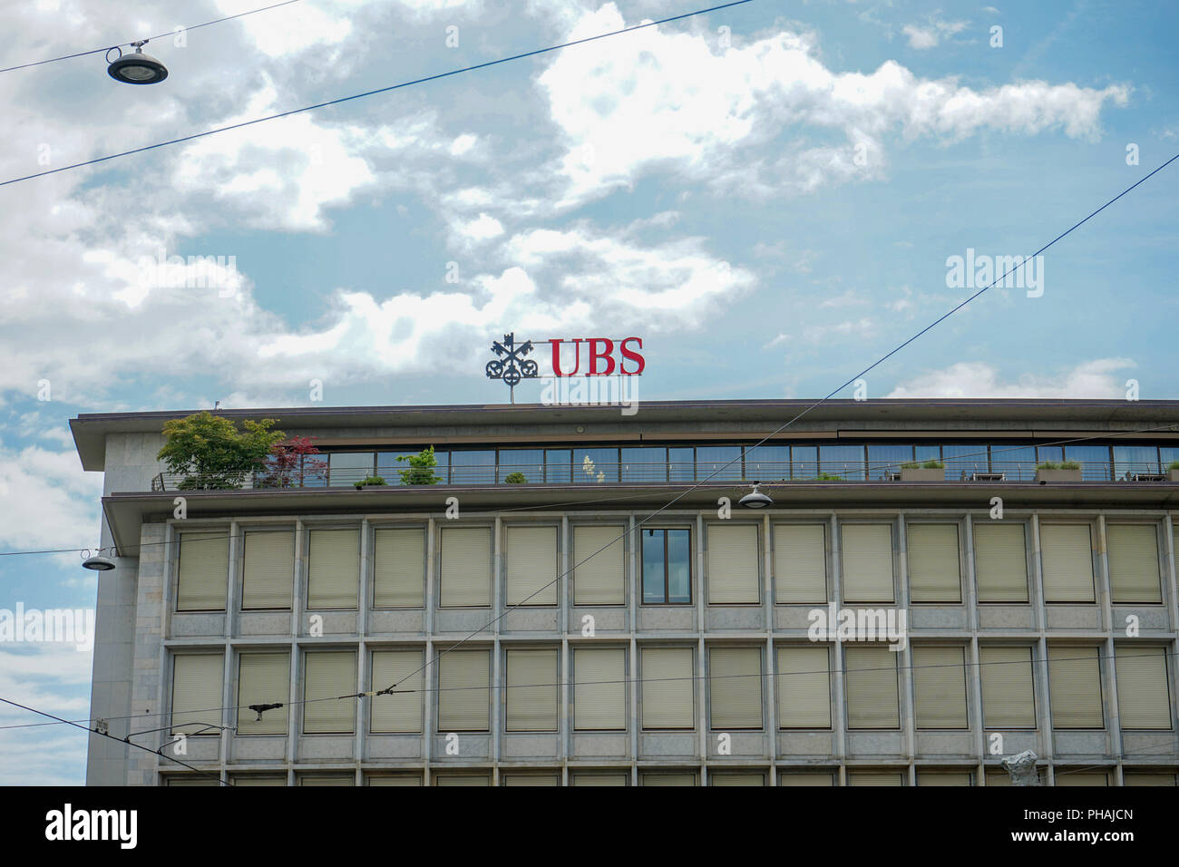 UBS AG is a Swiss global bank with headquarters in Zurich offering financial services Stock Photo