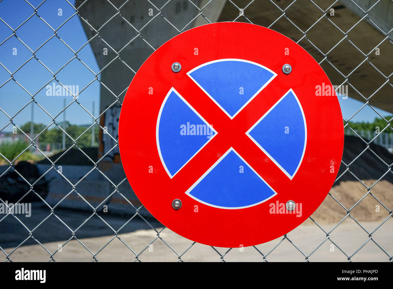 european no parking symbol on iron gate Stock Photo - Alamy