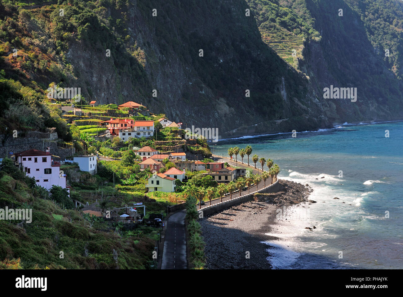Ribeira da Lage, at the north coast. Madeira, Portugal Stock Photo