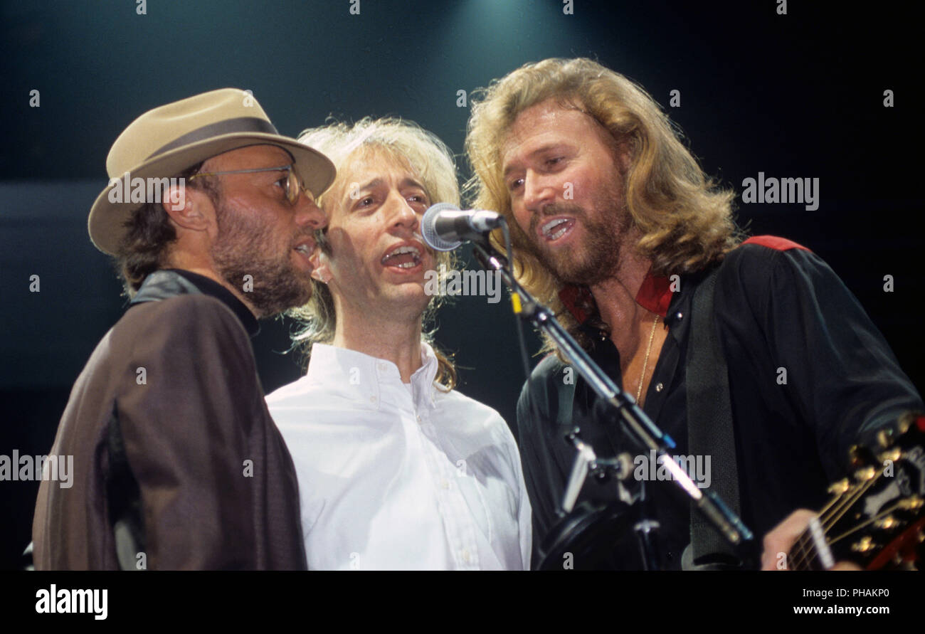 Bee Gees (l-r): Maurice Gibb, Robin Gibb, Barry Gibb on 24.05.1991 in Kiel. | usage worldwide Stock Photo