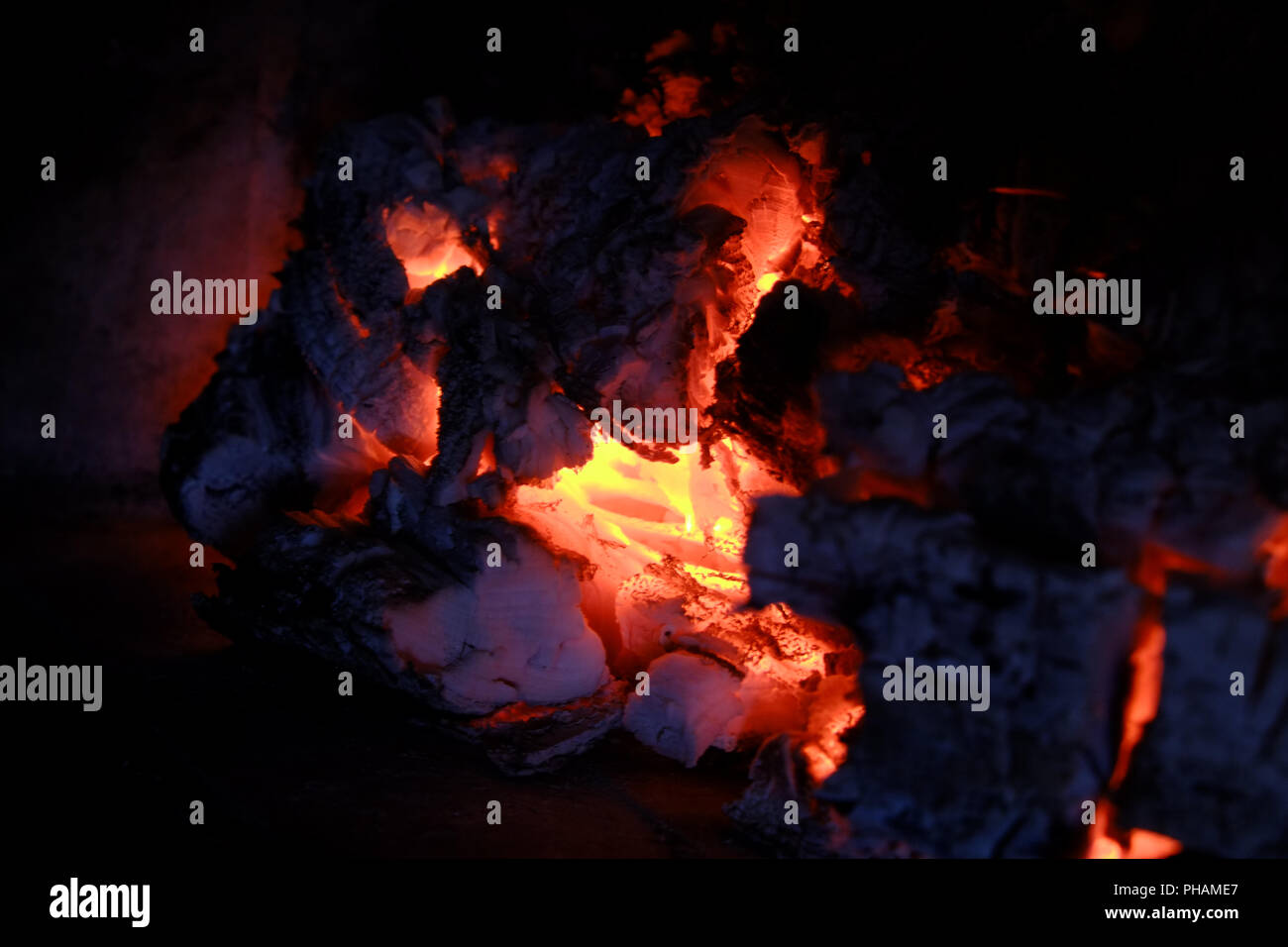 Embers in a fireplace Stock Photo Alamy