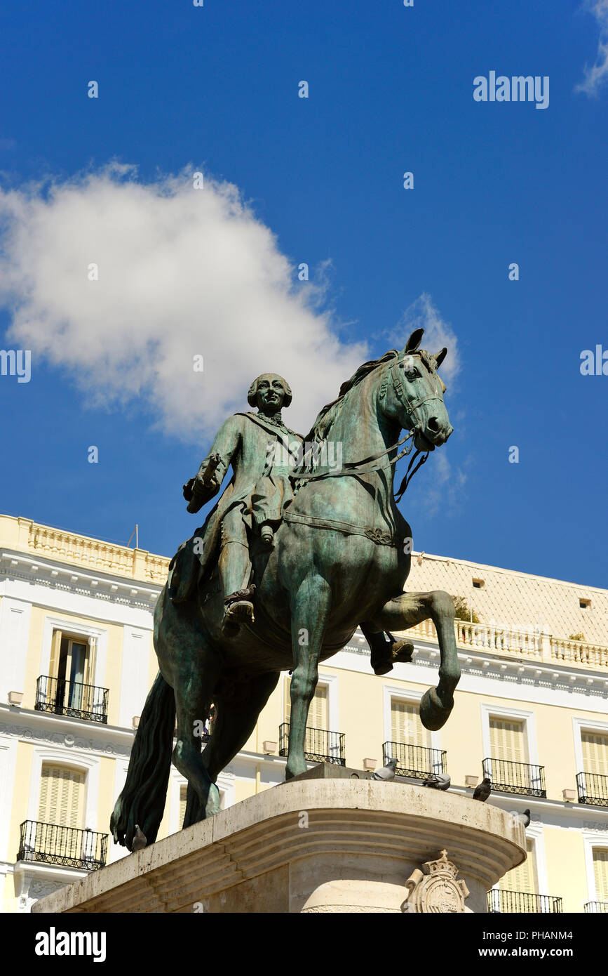 King Carlos III (Charles the 3rd). Puertas del Sol. Madrid, Spain Stock Photo