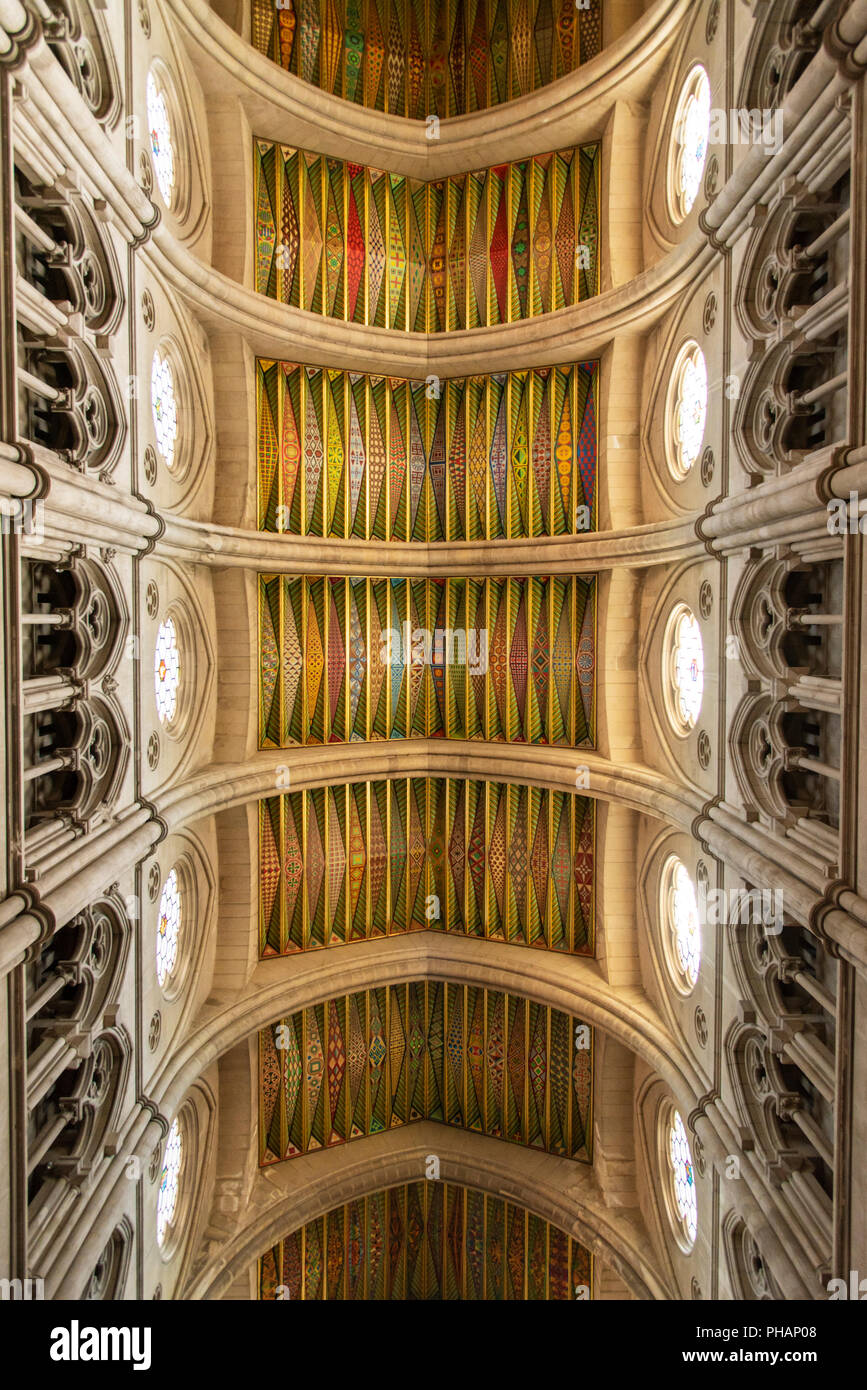 Interior of the Almudena Cathedral (Catedral de la Almudena), Madrid. Spain Stock Photo