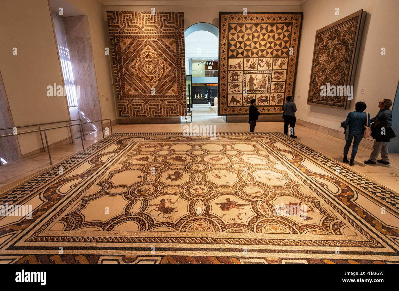 Roman mosaic of the seasons and months. 3rd century. Museo Arqueologico Nacional (National Archeological Museum), Madrid, Spain Stock Photo