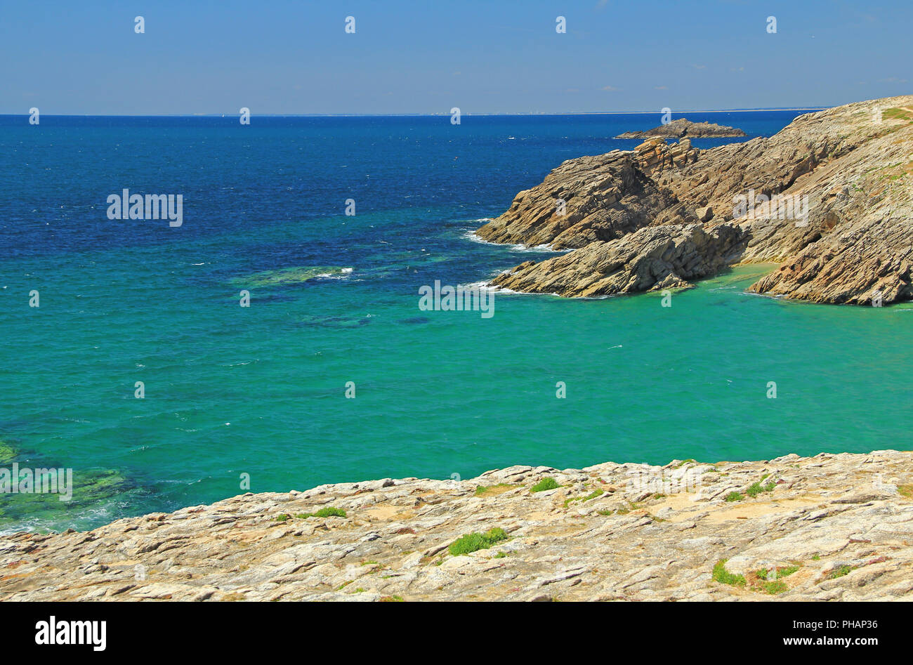Rocky coast at the Atlantic Ocean, Brittany, France Stock Photo