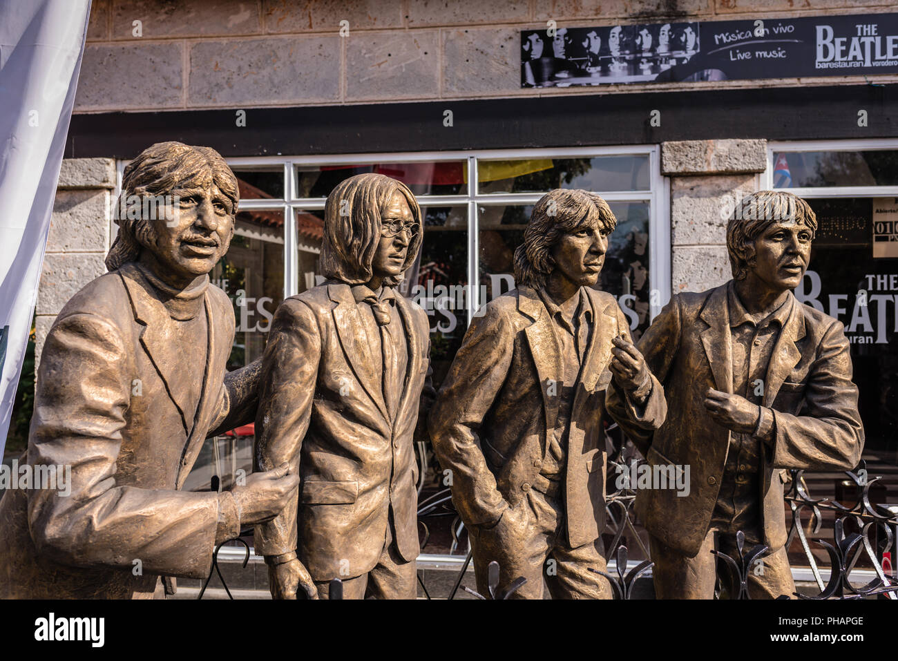 Varadero, Cuba / March 17, 2016: Bronze statues of rock legends, The Beatles. Stock Photo
