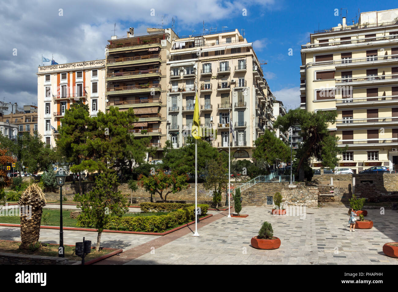 THESSALONIKI, GREECE - SEPTEMBER 30, 2017:  Amazing view of Agia Sofia Square in city of Thessaloniki, Central Macedonia, Greece Stock Photo
