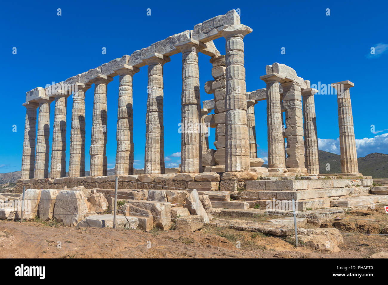 Poseidon temple (440 BC), Cape Sounio, Sounion, Attica, Greece Stock Photo