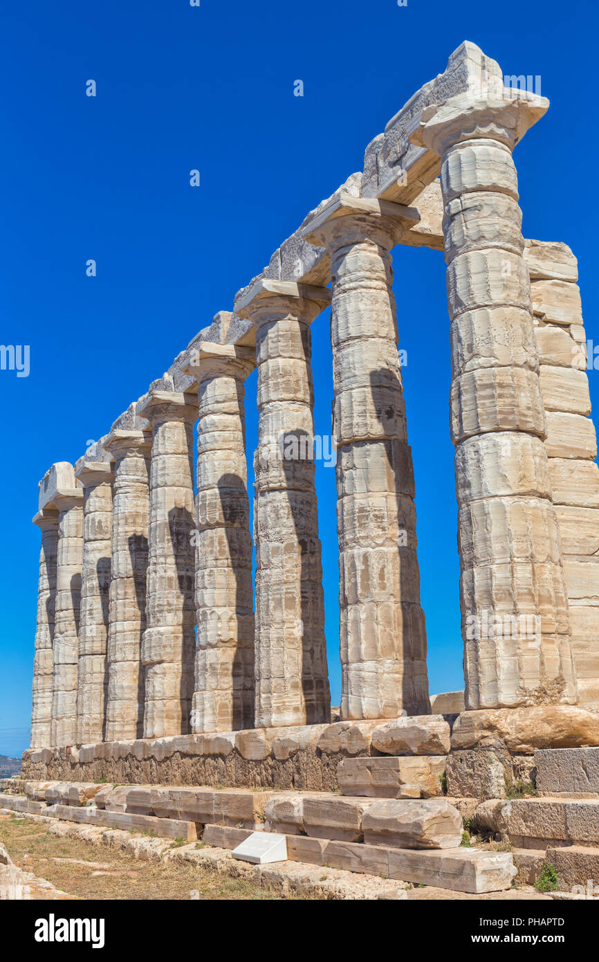 Poseidon temple (440 BC), Cape Sounio, Sounion, Attica, Greece Stock Photo