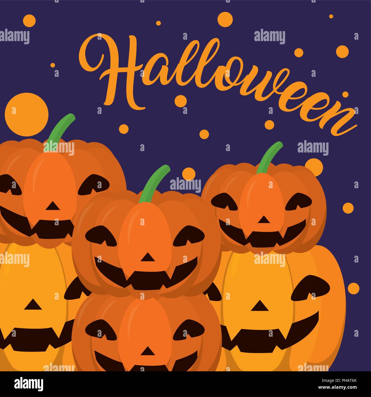 Halloween with pumpkin cute cards cartoons vector illustration graphic ...