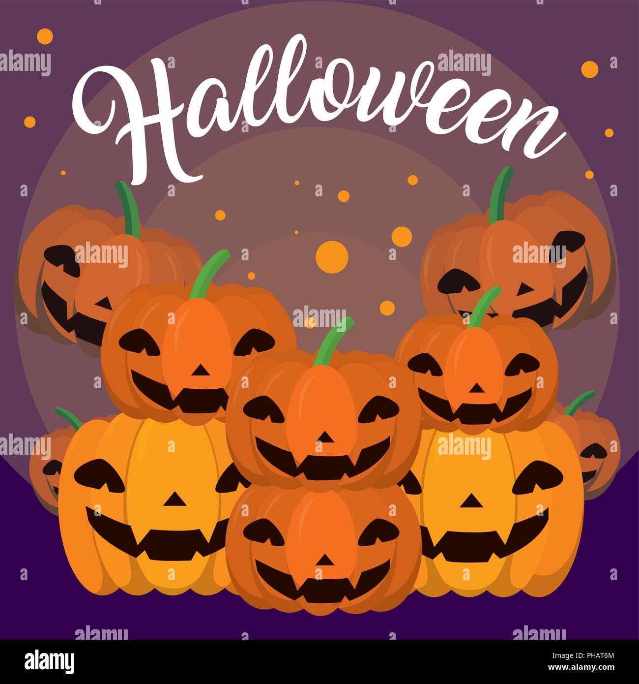 Halloween with pumpkin cute cards cartoons vector illustration graphic ...