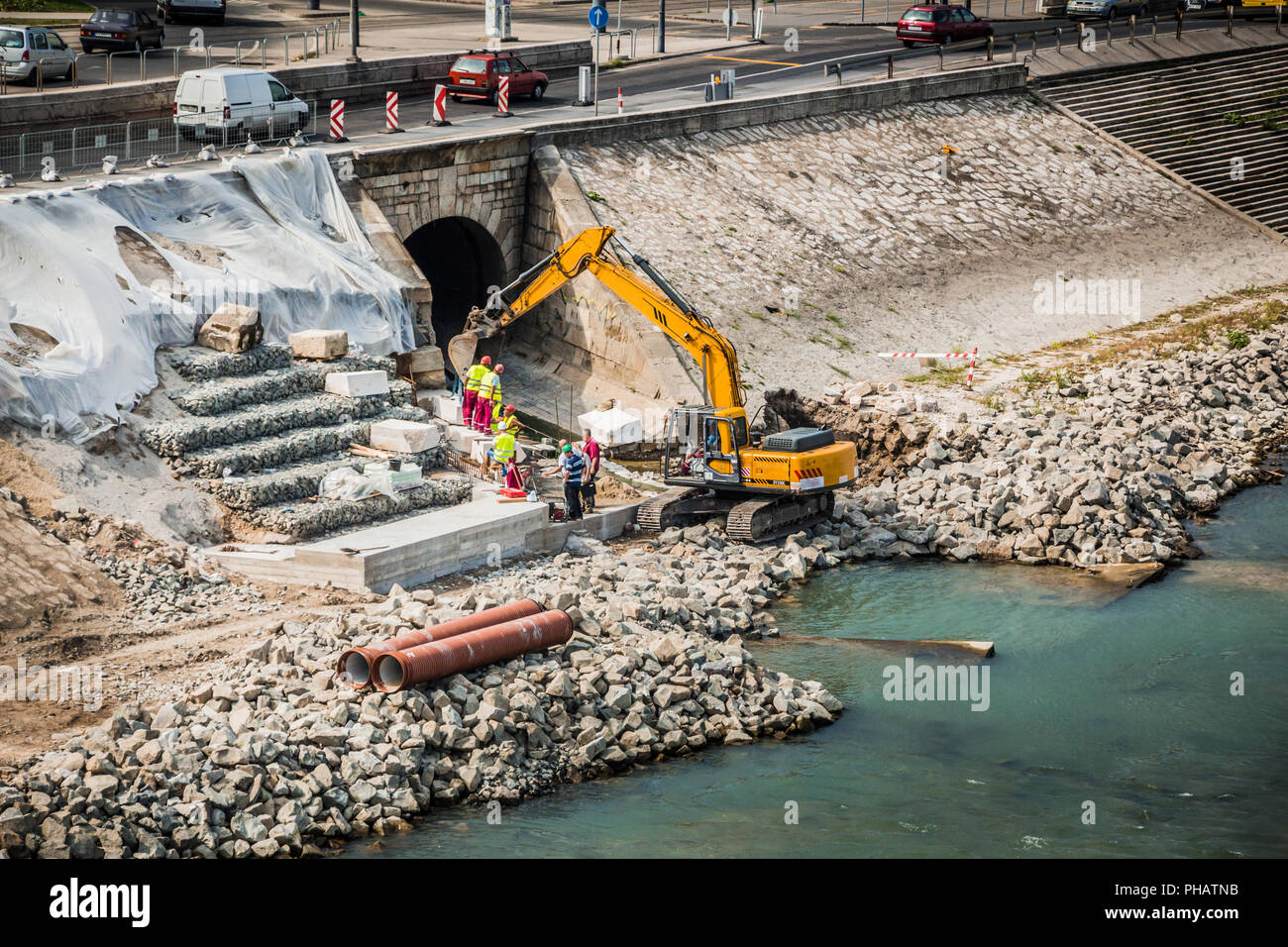 Tractor at a construction site Stock Photo Alamy