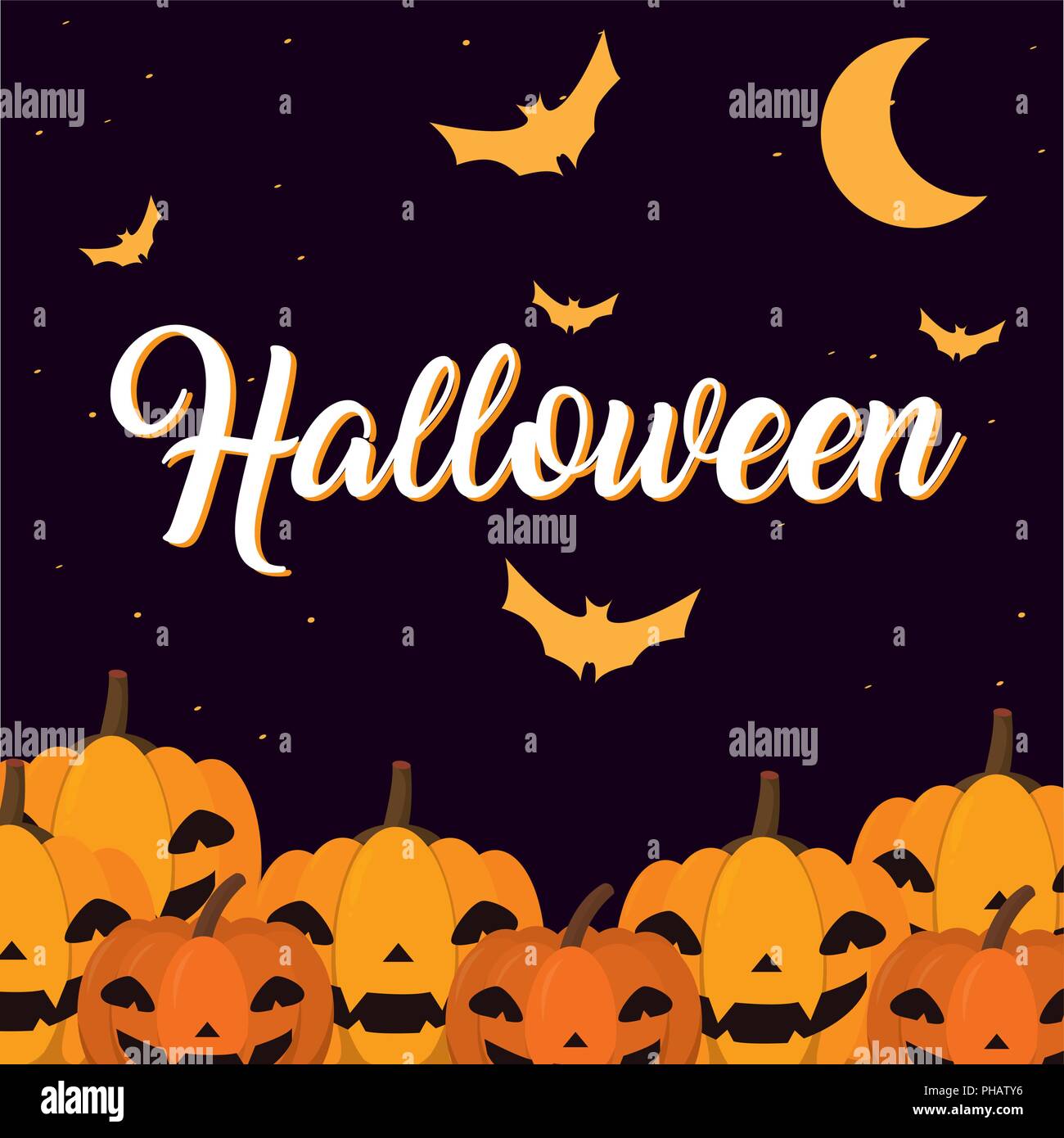 Halloween with pumpkin cute cards cartoons vector illustration graphic ...
