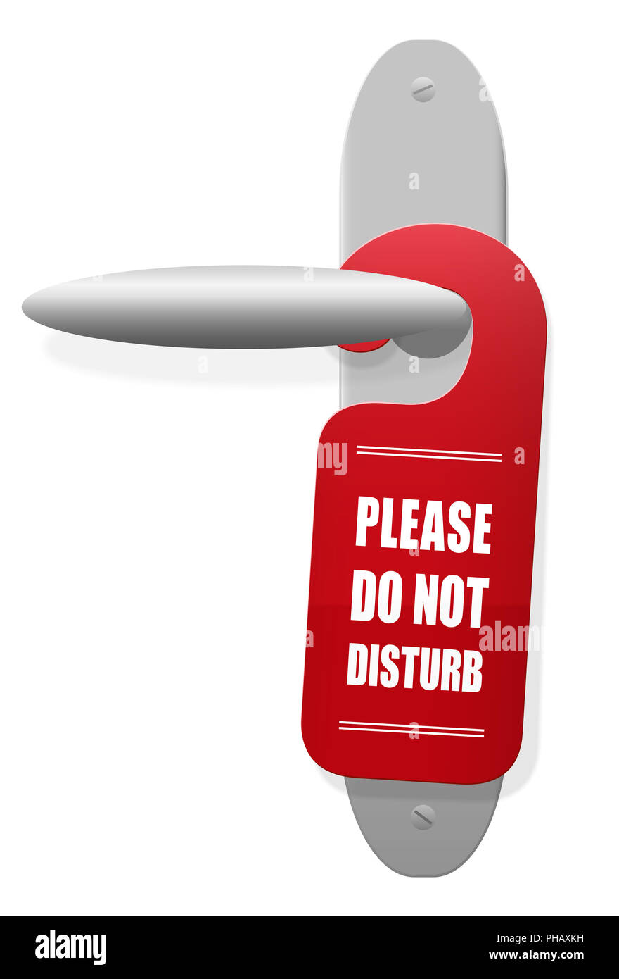 PLEASE DO NOT DISTURB sign hanging on door handle - illustration on white  background Stock Photo - Alamy