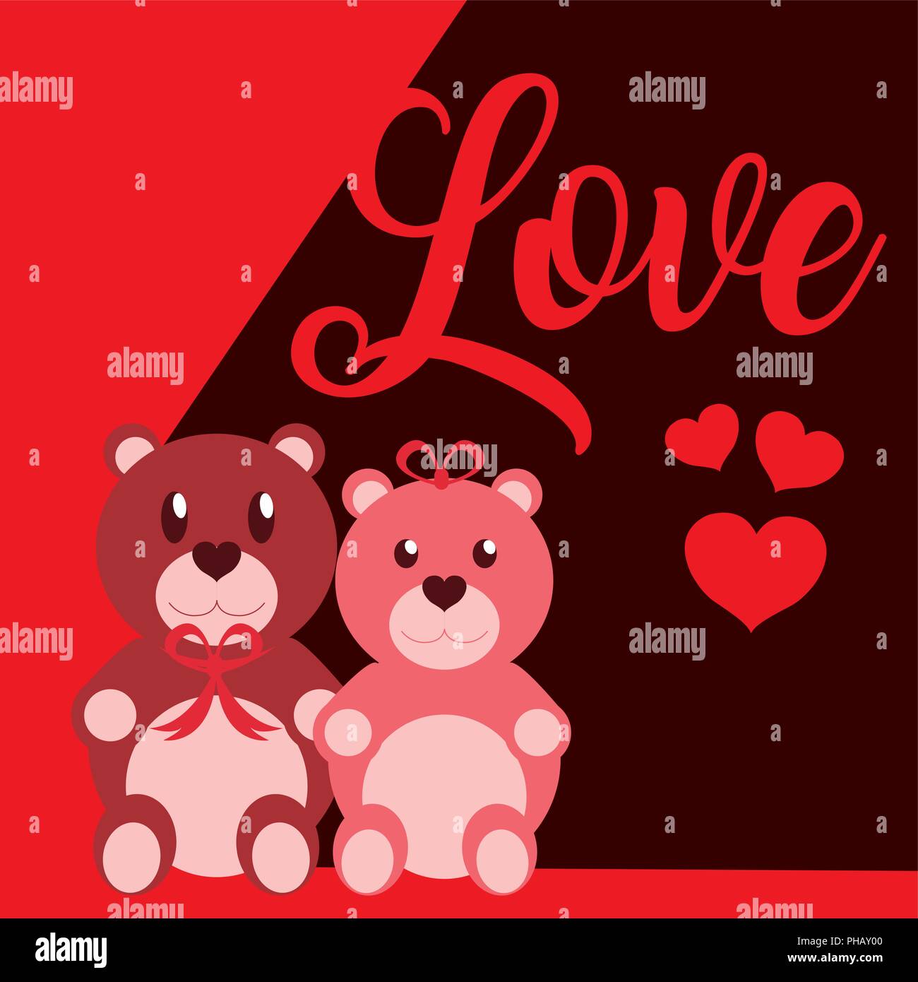 Cute love with cute teddy bears cartoons vector illustration graphic ...