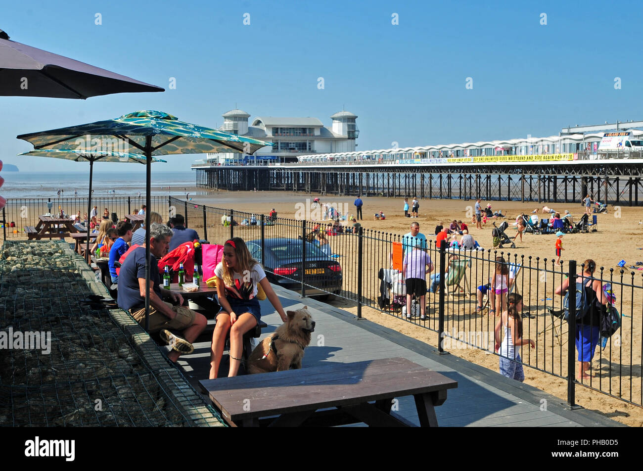 UK Weather. Record numbers of Visitors to Weston Super Mare up due to the Hot Weather this year
