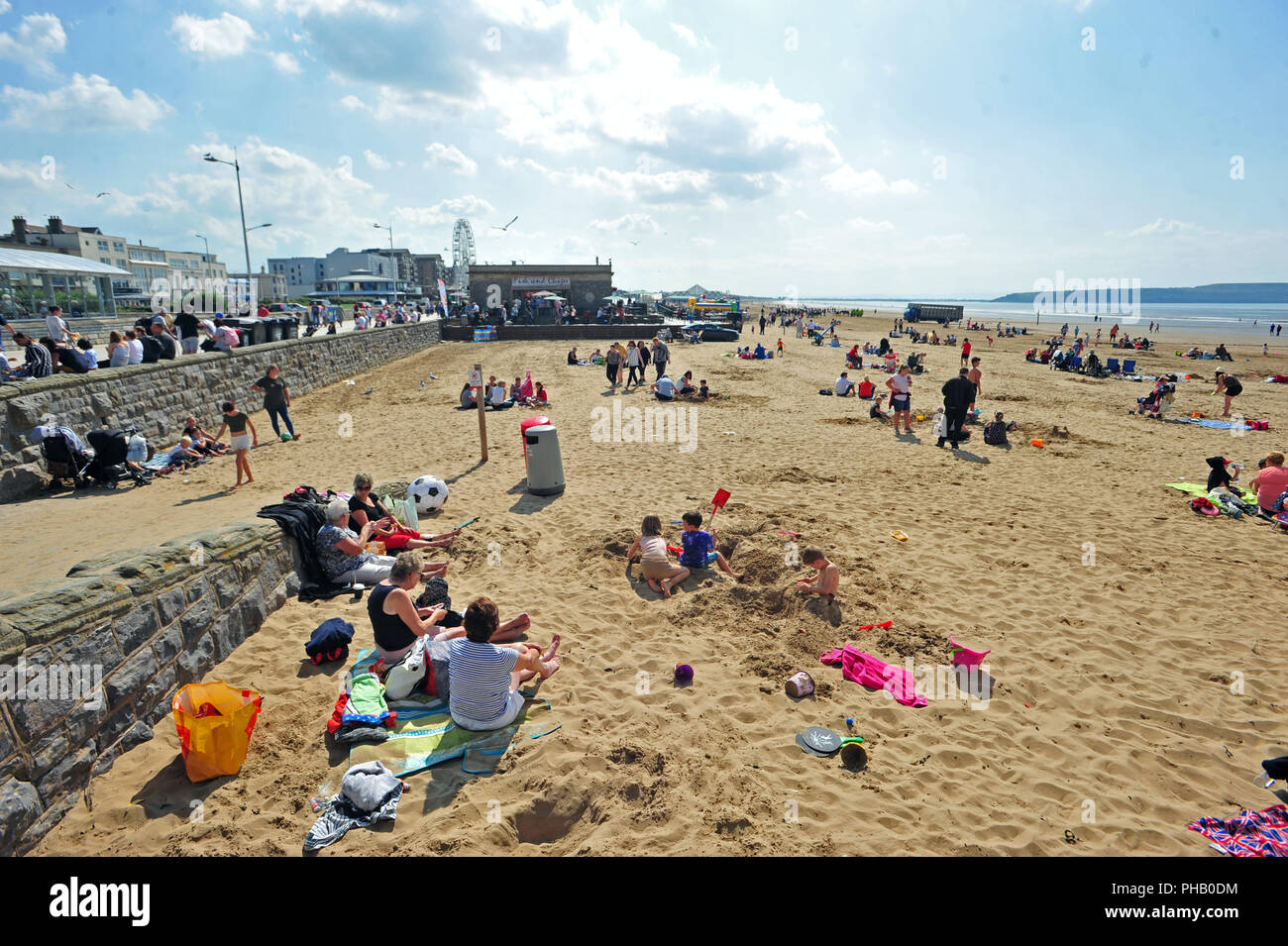 UK Weather. Record numbers of Visitors to Weston Super Mare up due to the Hot Weather this year