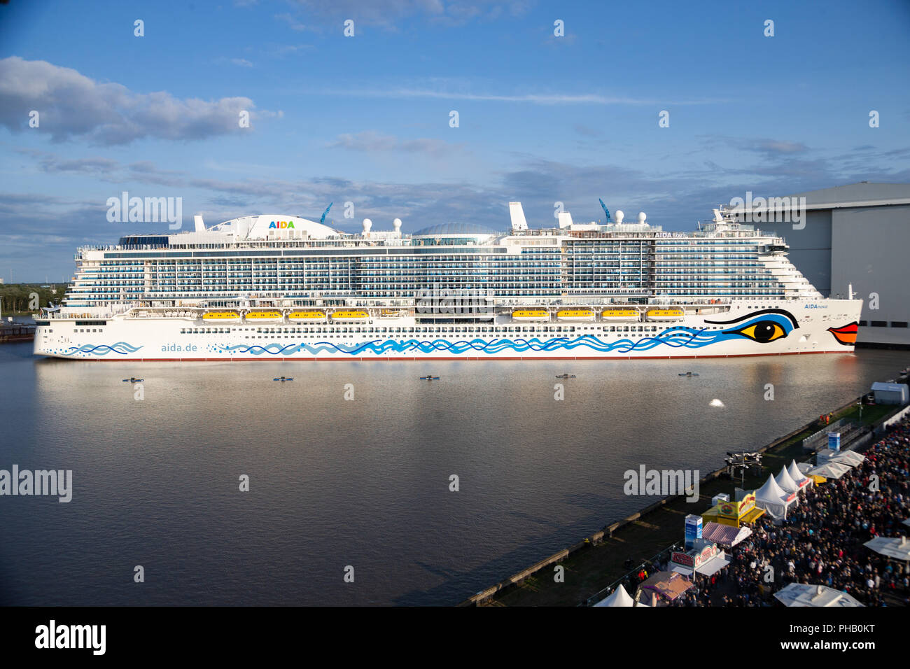 Papenburg Germany 31st Aug 2018 A View Of The New Lng Cruise Ship Aidanova Which Lies In The Shipyard Basin Shortly Before Its Christening Thousands Of Visitors Came To A Concert On