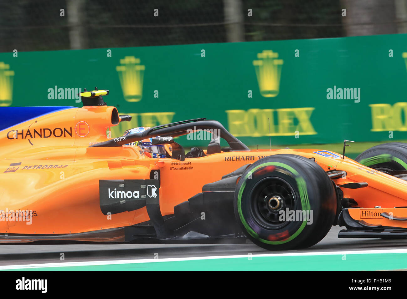 31st August 2018, Autodromo Nazionale Monza, Monza, Italy, Formula One Grand Prix of Italy, Friday free practice; McLaren Reserve Driver, Lando Norris during a wet session Credit: Action Plus Sports Images/Alamy Live News Stock Photo