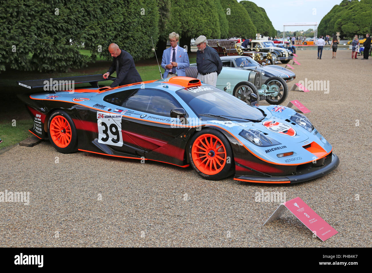 McLaren F1 GTR Long Tail (1997), Concours of Elegance 2018 (Preview Day), 31 August 2018. Hampton Court Palace, London, UK, Europe. The world's rarest cars assembled for a three-day classic and supercar event in the gardens of the famous Royal Palace. Credit Ian Bottle/Alamy Live News Stock Photo