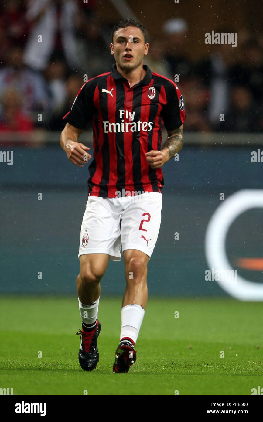 San Siro, Milan, Italy. 31st Aug, 2018. Serie A football, AC Milan versus Roma; Davide Calabria of Milan Credit: Action Plus Sports/Alamy Live News Stock Photo