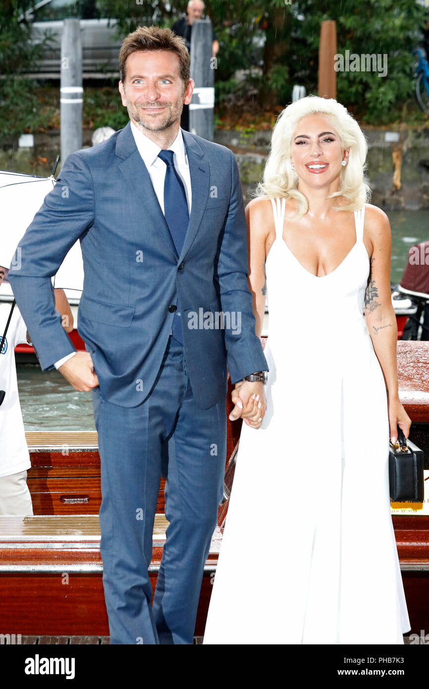 Venice, Italy. 31st Aug, 2018. Bradley Cooper, Lady Gaga arrive for the 'A  Star Is Born' press conference during the 75th Venice Film Festival at the  Palazzo del Casino on August 31,